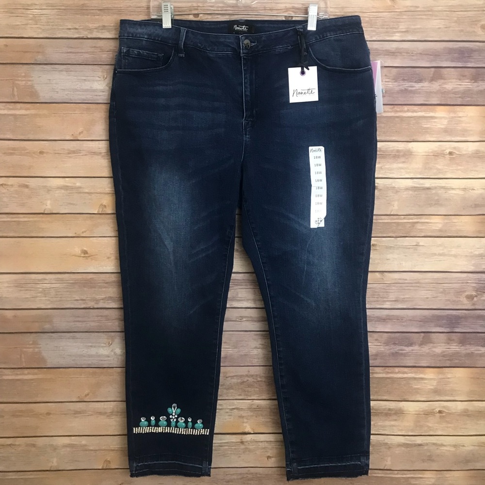 NWT Nanette Lepore Bejeweled Plus Size Jeans 18w